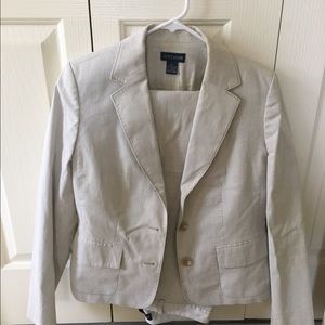 Ann Taylor khaki stripe suit. Size 8.