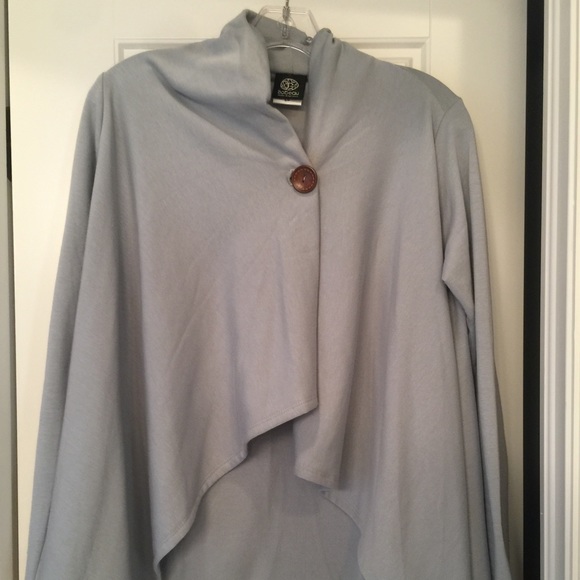 Bobeau One-Button Fleece Wrap Cardigan