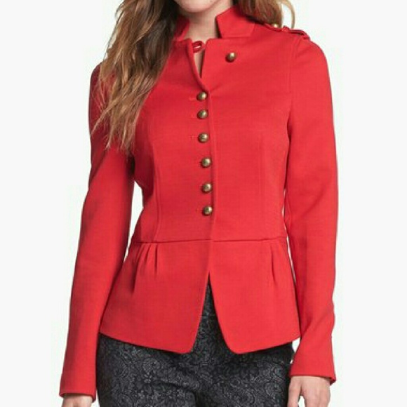 Vince Camuto Red Military Peplum Jacket