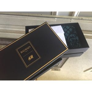 BALMAINxH&M Green Velvet Patterned Scarf 2015 NEW