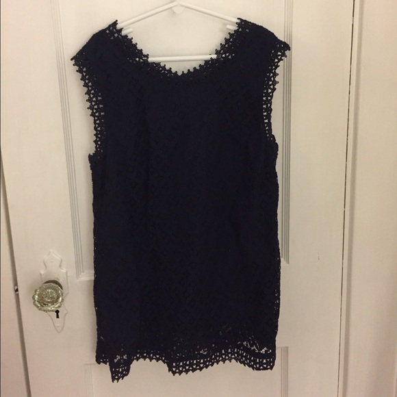 Navy blue crochet tank
