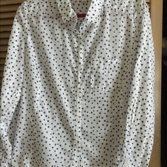 Caslon white & black polka dot blouse