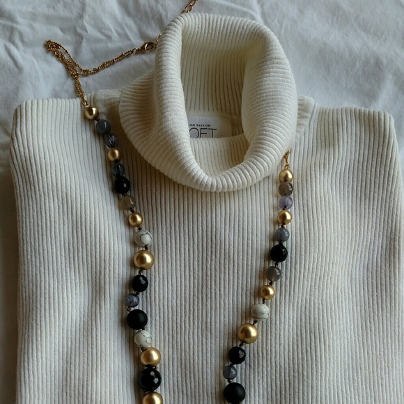 Cream Ann Taylor Loft Turtleneck Sweater