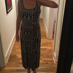 Funky pattern Black and Tan maxi dress
