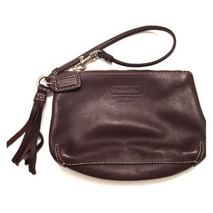 COACH brown leather wristlet