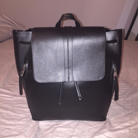 Black Faux Leather Zara Backpack