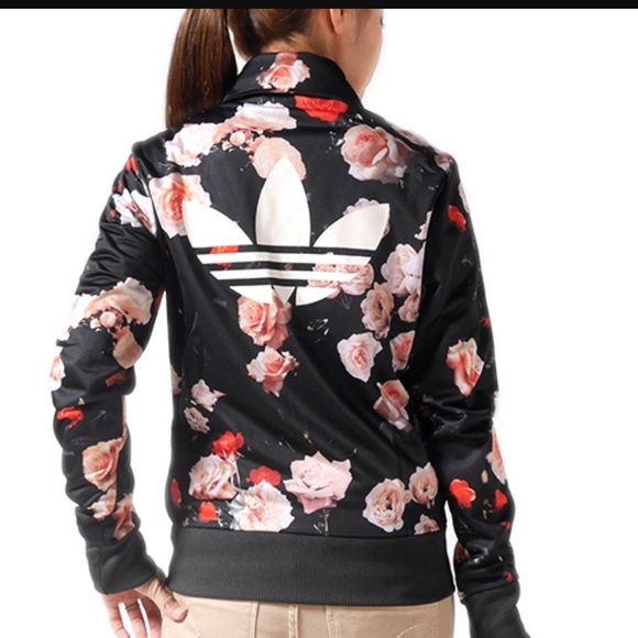 adidas originals firebird rose flower print track top jacket womens