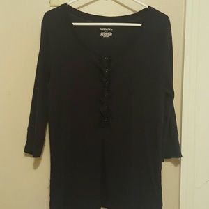 Merona ruffle front henley