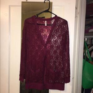 Maroon lace cardigan