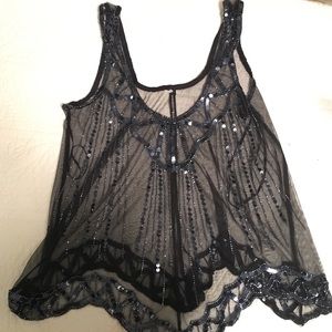 W118 by Walter Baker Navy Sequin Tank