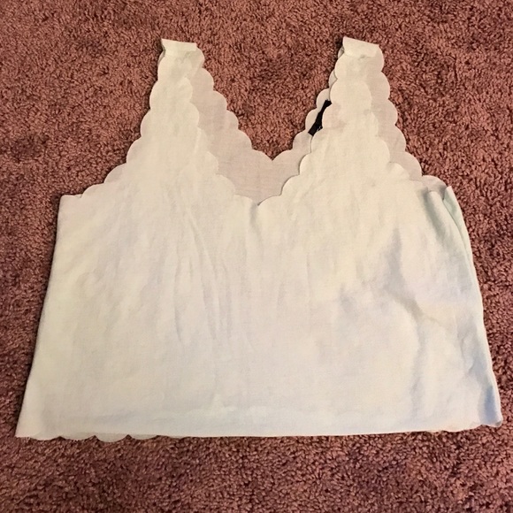 Topshop Mint Scallop Crop Top