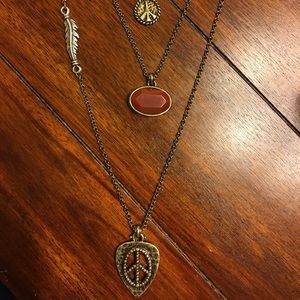 Lucky Brand Peace Sign Guitar Pick Necklace