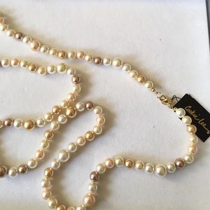 Hand knotted glass pearl strand