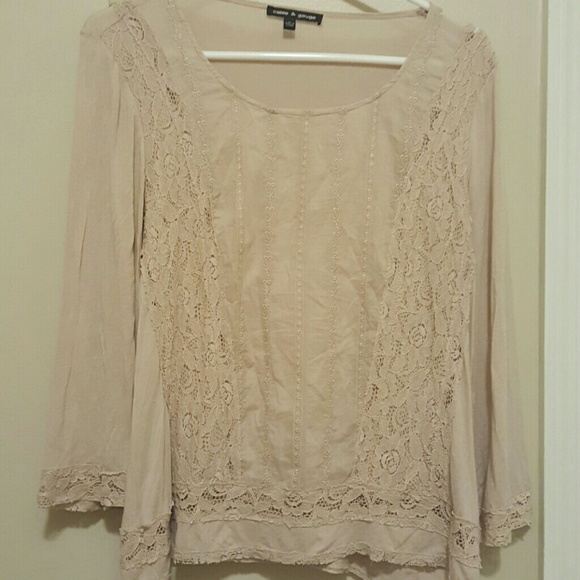 Cable and Gauge lace detail top