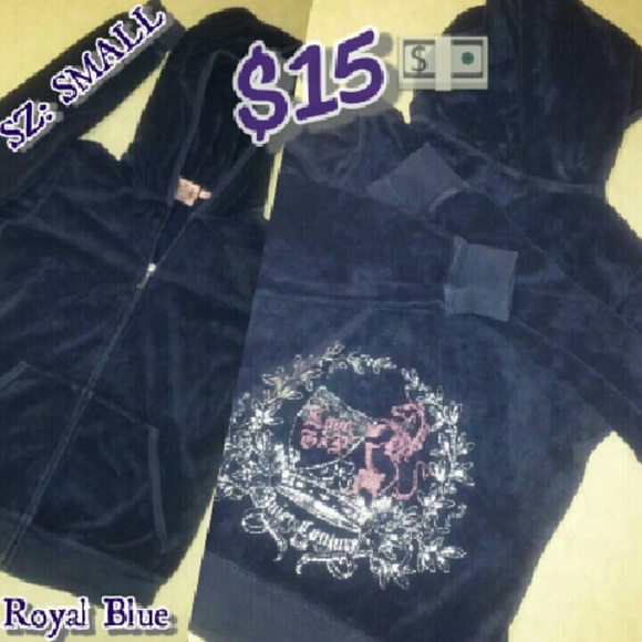 Juicy Couture Navy Blue Terry zip Hoodie (SZ:S) - Picture 1 of 4