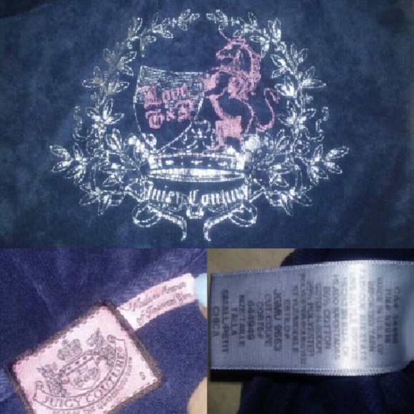 Juicy Couture Navy Blue Terry zip Hoodie (SZ:S) - Picture 2 of 4