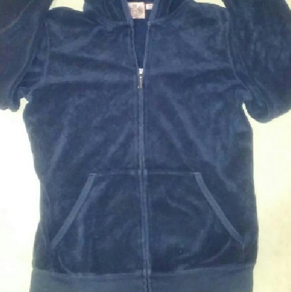Juicy Couture Navy Blue Terry zip Hoodie (SZ:S) - Picture 3 of 4