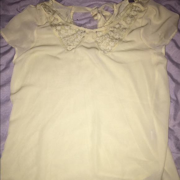 Lauren Conrad yellow silk shirt