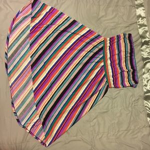 Multicolored striped hi-low dress