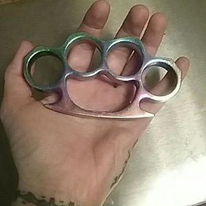 Titanium Rainbow Brass Knuckles Belt Buckle