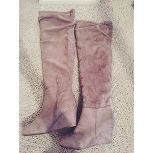 Chinese Laundry Suede Thigh High Boots- Gray