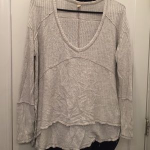 Free People Long Sleeve White/Grey Top