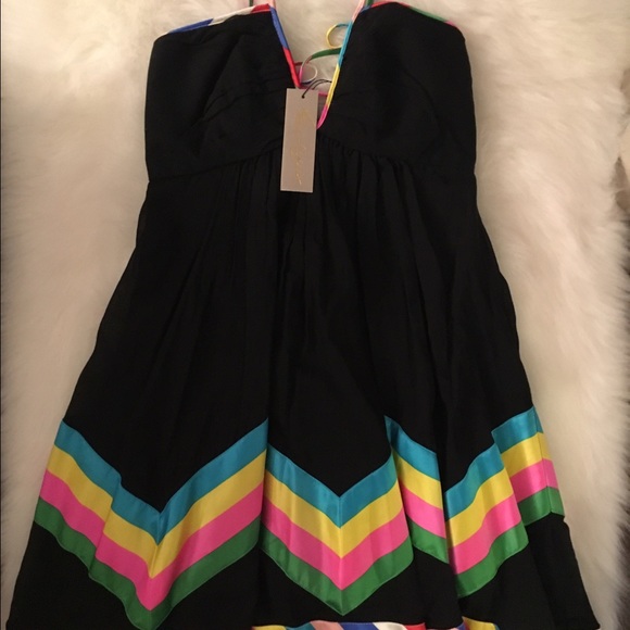 RARE-Foley & Corinna Black Rainbow Dress - Picture 2 of 4