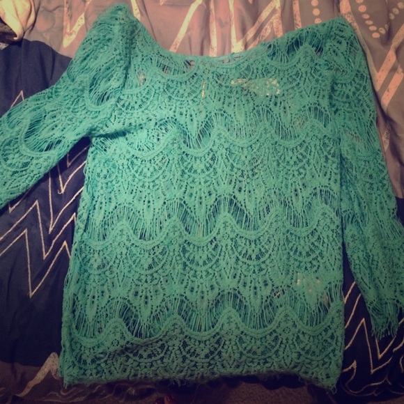Mint fringe blouse
