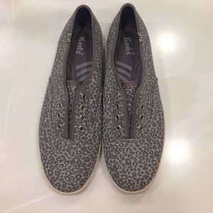 Keds Gray Leopard Print Champion Slip-ons