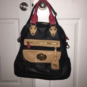 Emma Fox Black, Red & Tan handbag