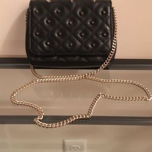 Black leather studded cross-body