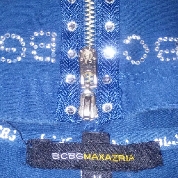 🚫SOLD🚫BCBG BLUE RHINESTONE ZIP HOODIE SZ:M - Picture 2 of 4