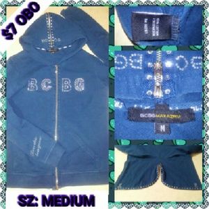 🚫SOLD🚫BCBG BLUE RHINESTONE ZIP HOODIE SZ:M