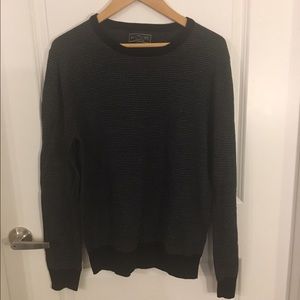 Men's Express Black and Gray Stripe Thermal Top