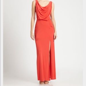 BCBG Lena draped gown in Poppy- Large