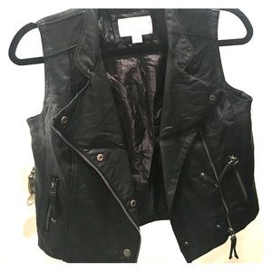 Black faux leather vest, size small