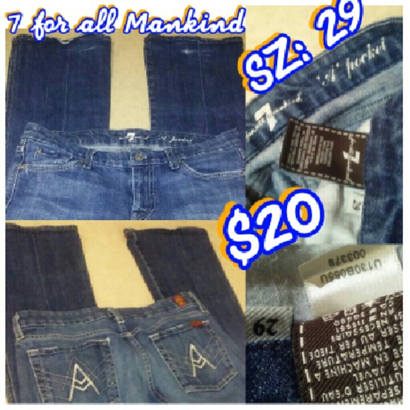 💯%AUTH 7 for all Mankind "A" Pocket Jeans SZ:29 - Picture 1 of 4