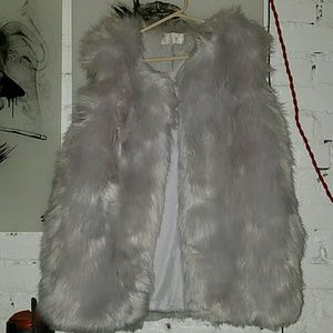Silver / Lilac Faux Fur Vest (O/S)
