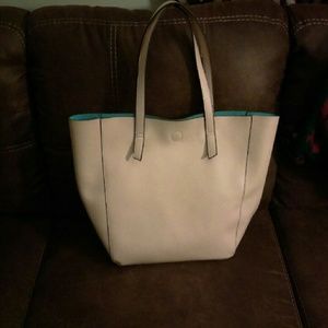 SOLD Cream faux leather tote bag