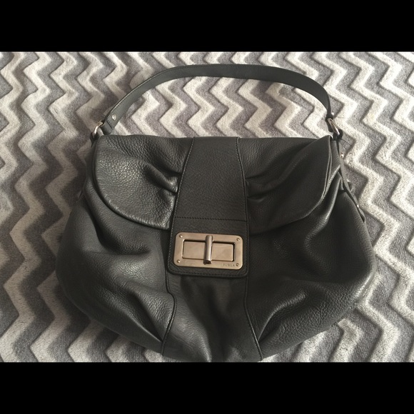 Furla Pebble Grey Leather Handbag