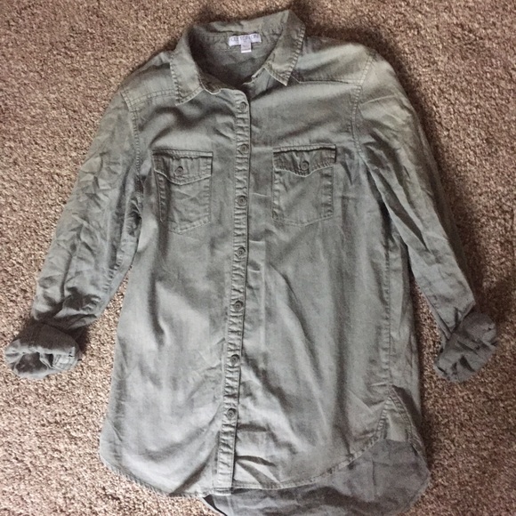 Army green button up