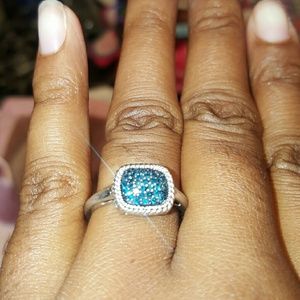 925 blue diamond ring