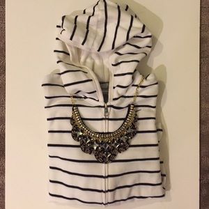 Nike Black & White Striped Hoodie