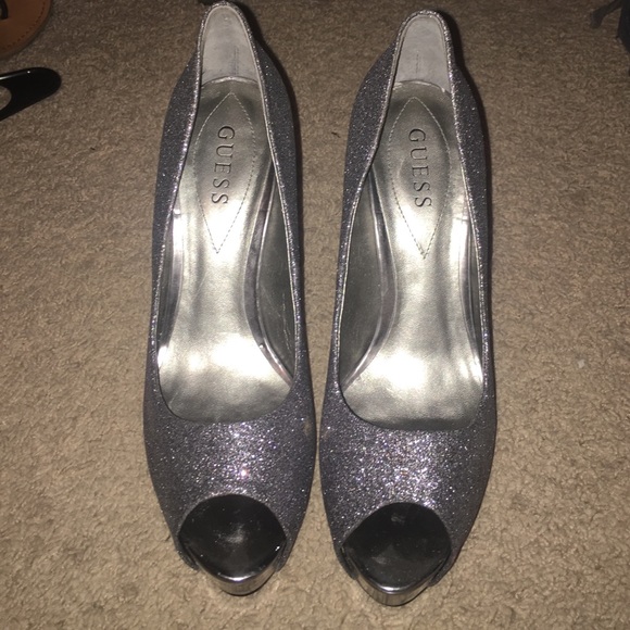 Guess Silver sparkly heels