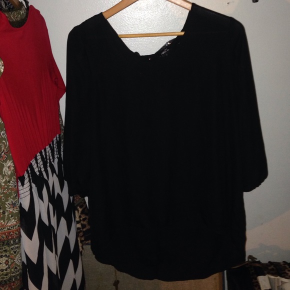 Black top with silver sequins bow