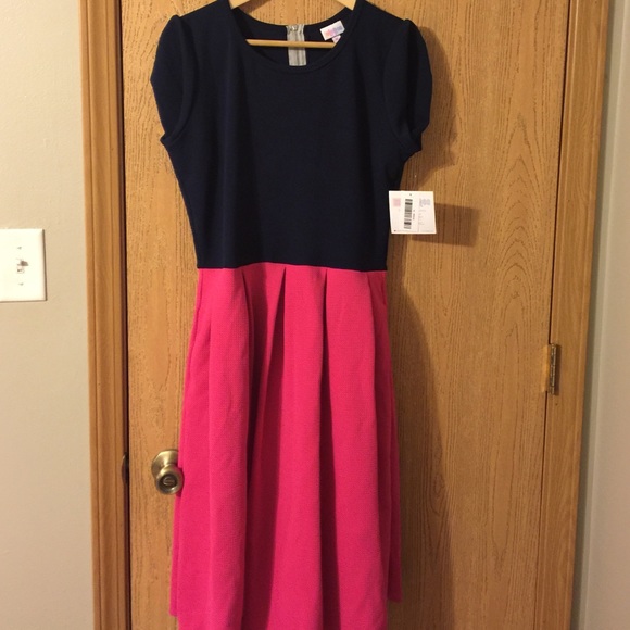 LuLaRoe Amelia navy and pink.