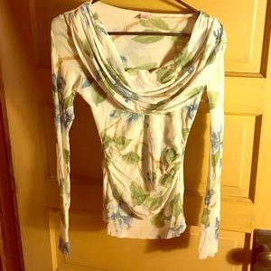 Floral drape neck top