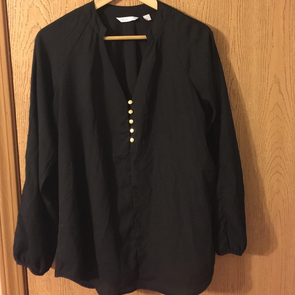 New York & Company black w/ gold buttons blouse - Picture 1 of 1
