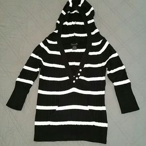 Navy and white striped sweater