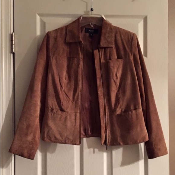 Alfani leather suede dark tan jacket size Small